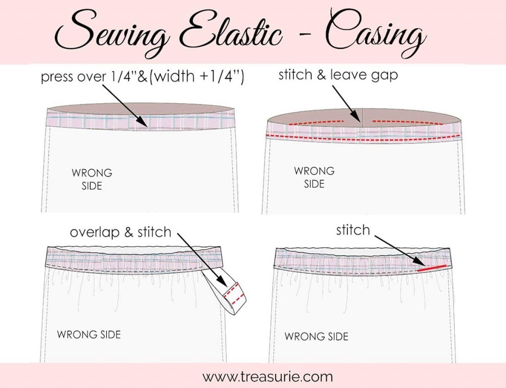 How to Sew an Elastic Waistband | 4 EASIEST Ways | TREASURIE