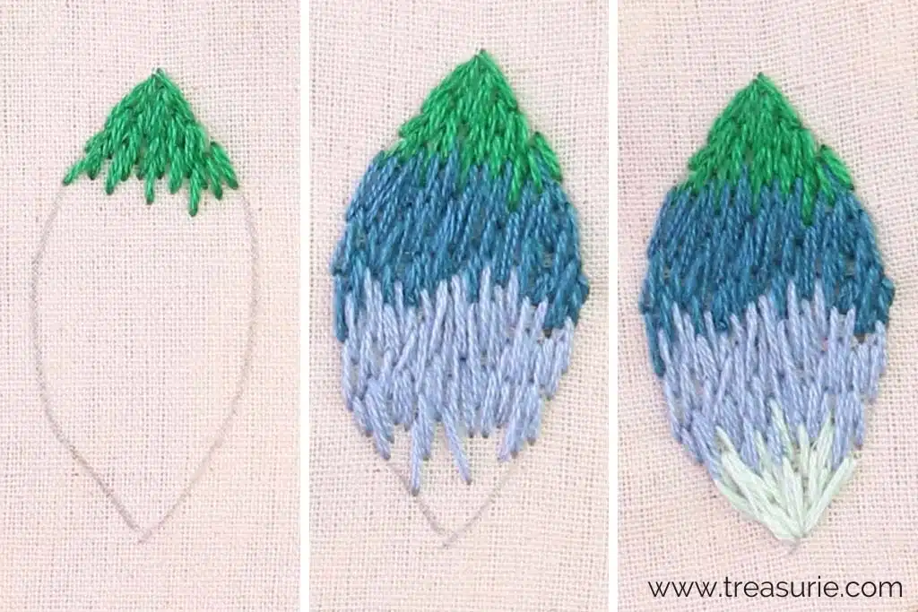 Long and Short Stitch - Leaves