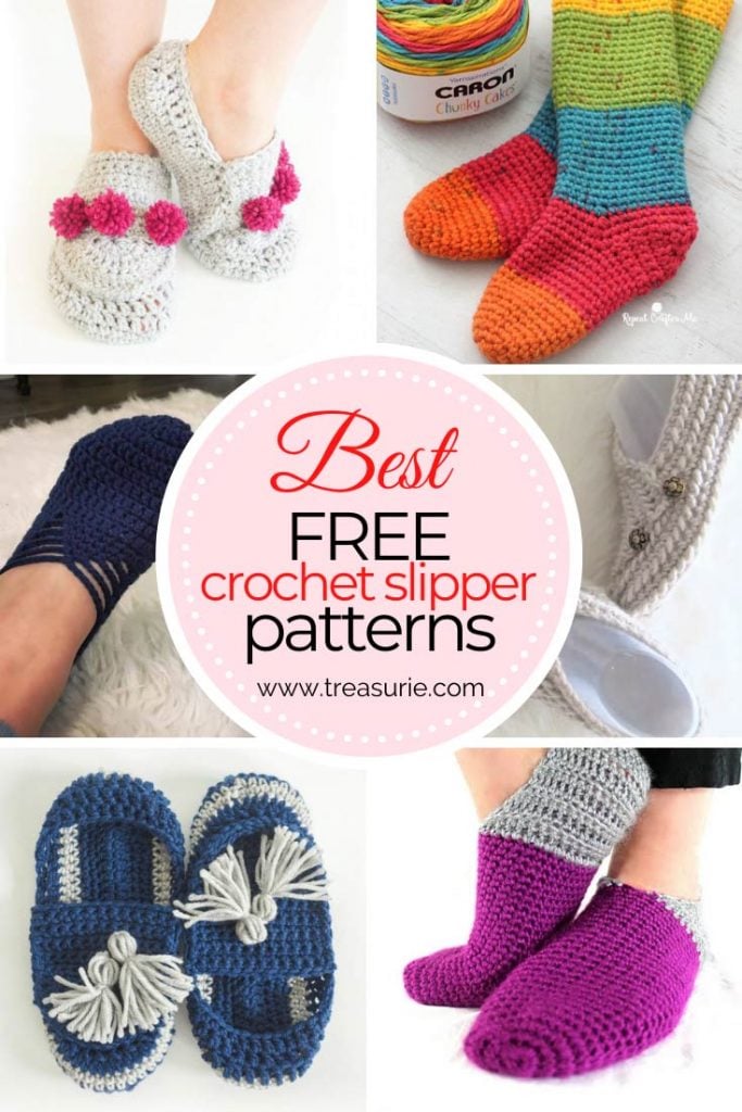 27+ Free Crochet Slipper Patterns - Best Cozy Slippers | TREASURIE