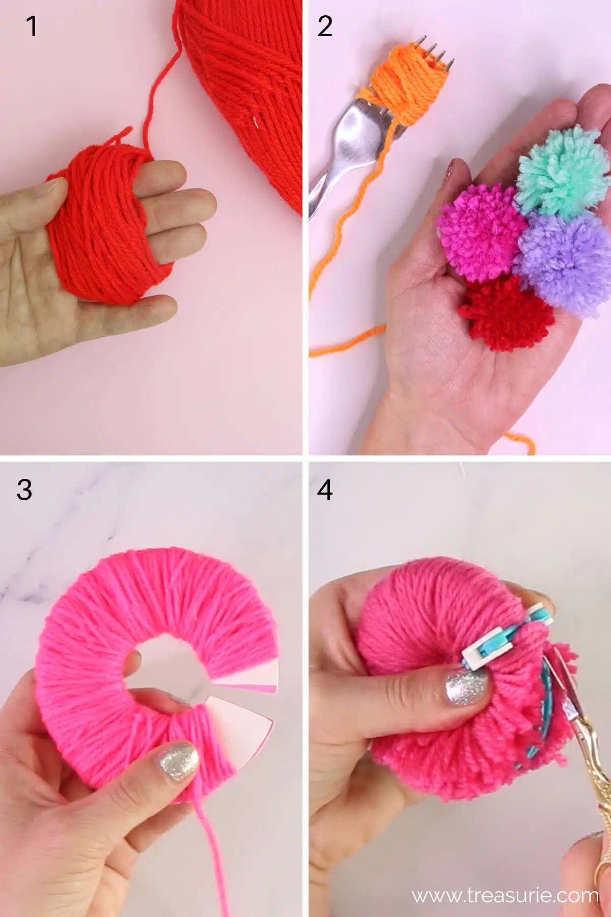 DIY Pom Poms {How To Make Pom Poms 4 Best Methods} | TREASURIE