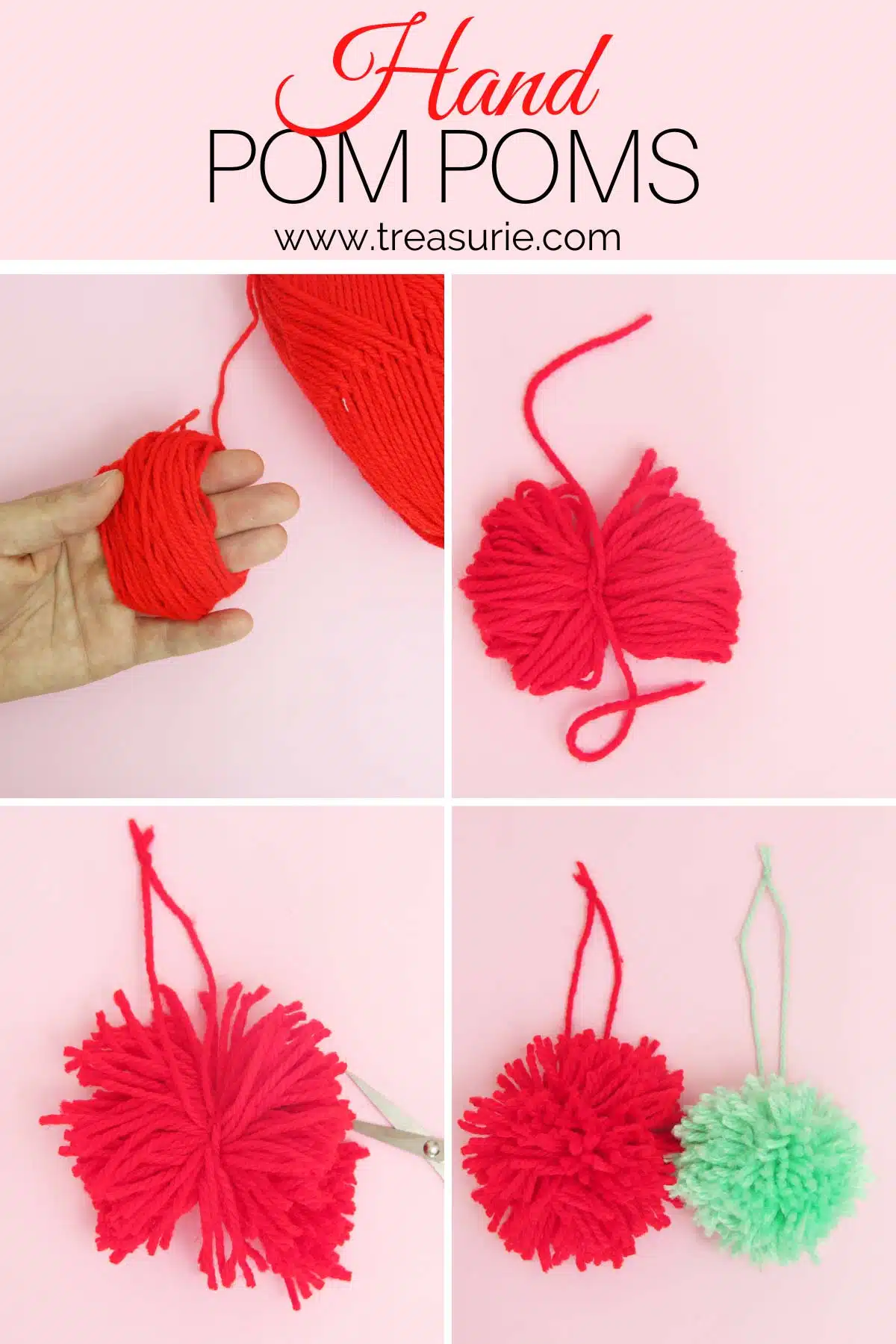 DIY Pom Poms with Your Hand