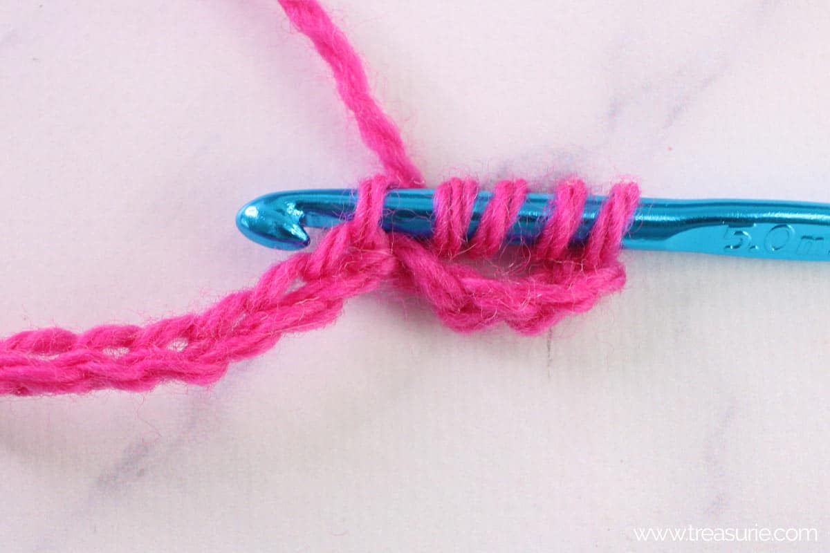 Double Treble Crochet - Insert Hook