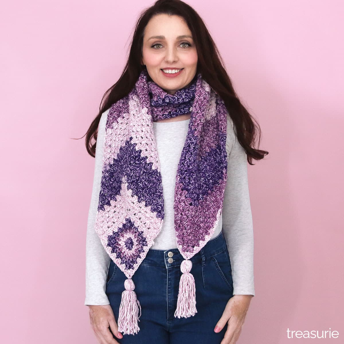 Purple Power Granny Stripe Shawl / hotsell Scarf